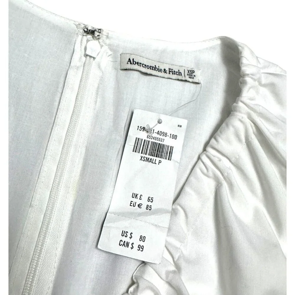 Abercrombie & Fitch A&F White Puff Summer Mini Dress White XS Petite NEW W TAGS